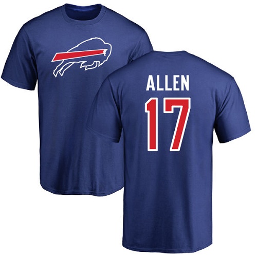 Men NFL Buffalo Bills #17 Josh Allen Royal Blue Name and Number Logo T Shirt